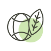 globe icon with a leaf next to it