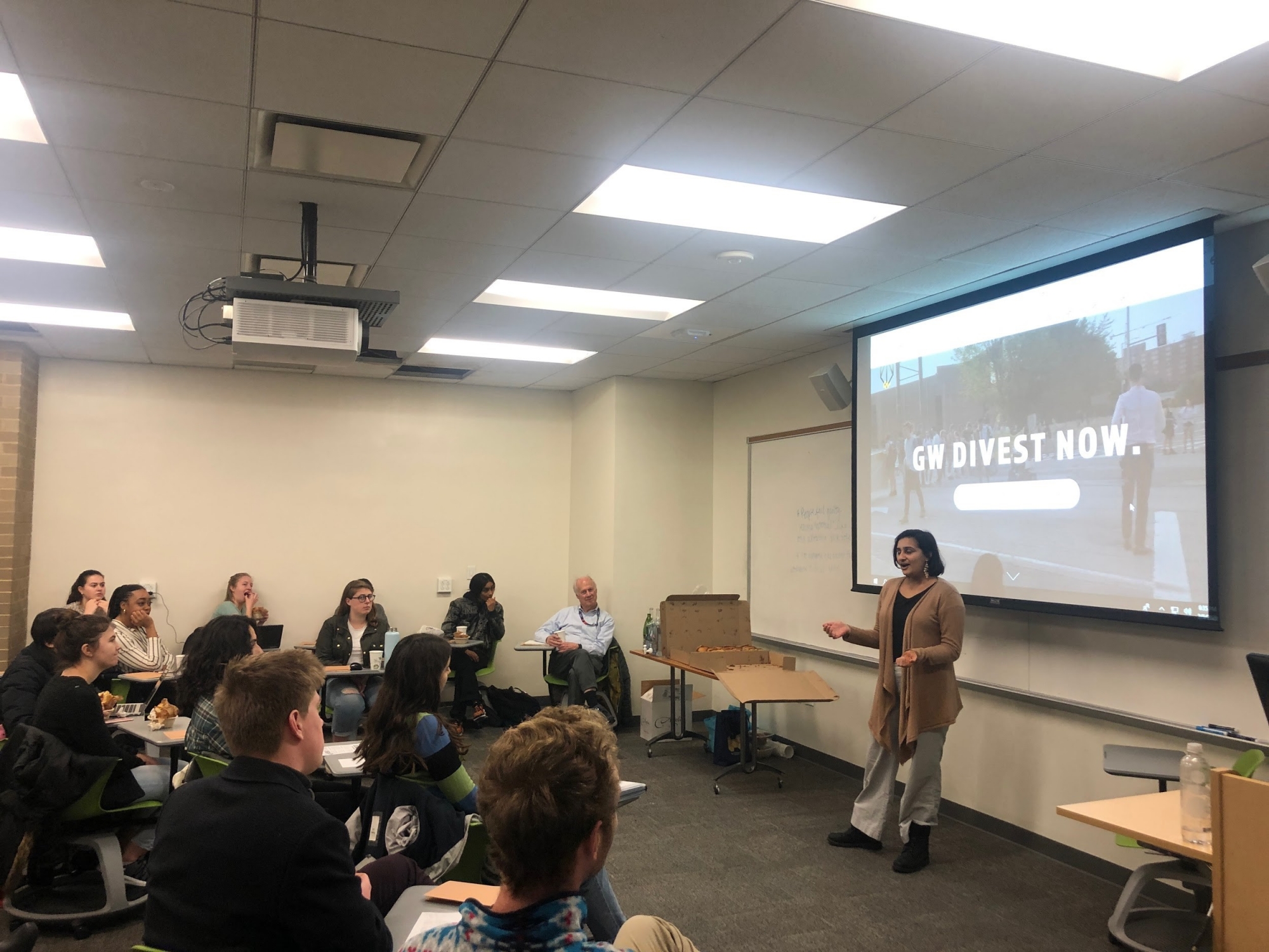 Student discussing climate activism on campus